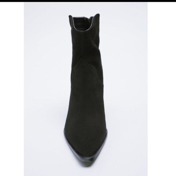 Zara Woman Cowboy Suede Leather Heeled boots Sz-9 - Picture 2 of 10